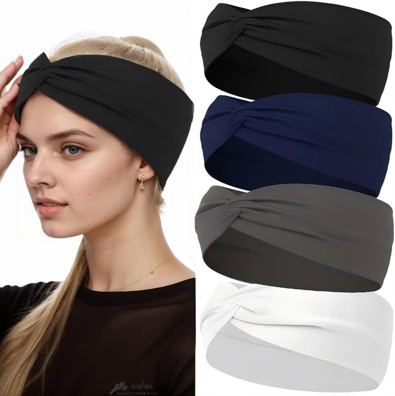 Luuao 12 Pcs Stretchy Sport Headbands for Women,Absorbed Sport Headband Soft Twist Knotted Headbands for Yoga, Workout Daily Life - Image 1